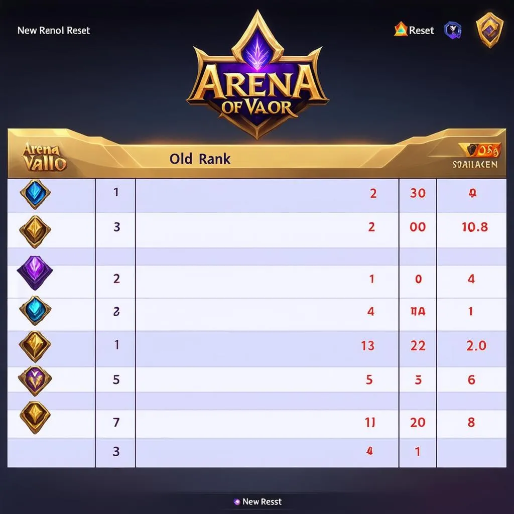 Bảng Reset Rank Liên Quân