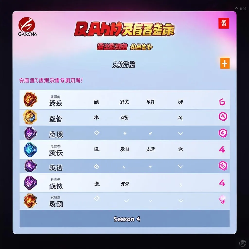 bảng reset rank liên quân mùa 4