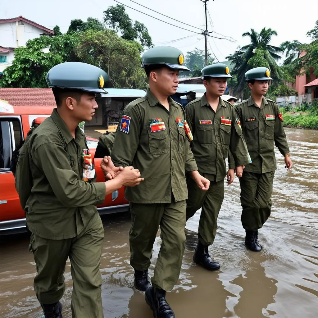 Dân quân tự vệ giúp dân