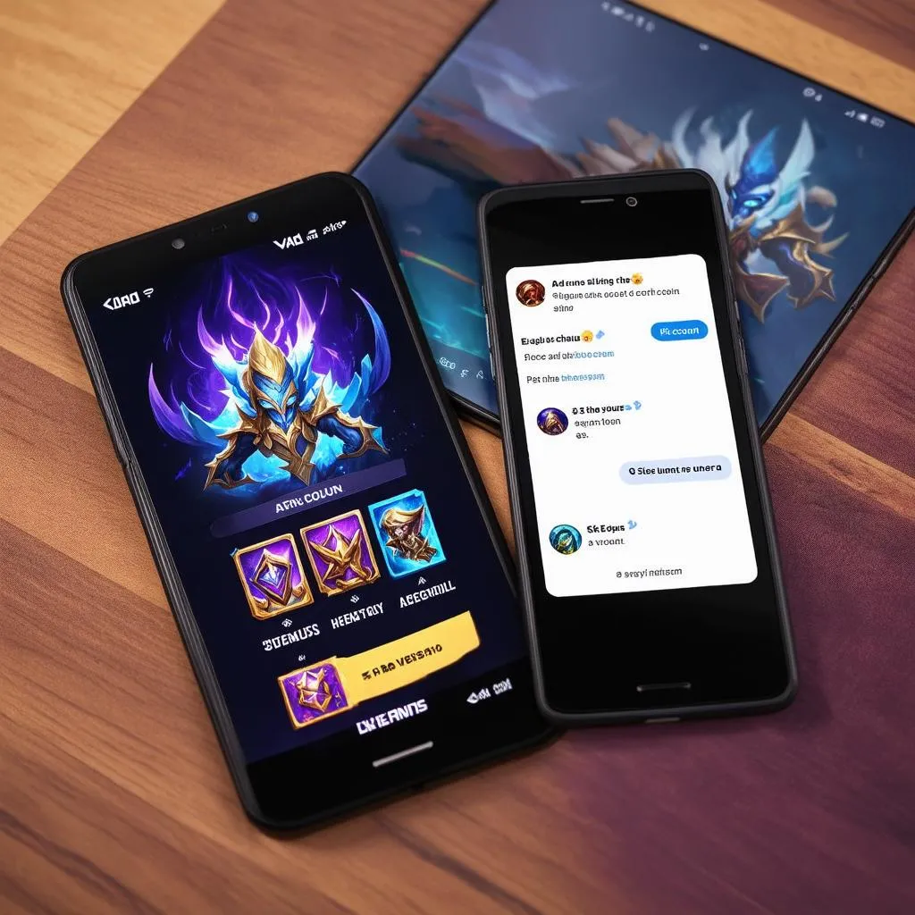 Two smartphones displaying Arena of Valor accounts