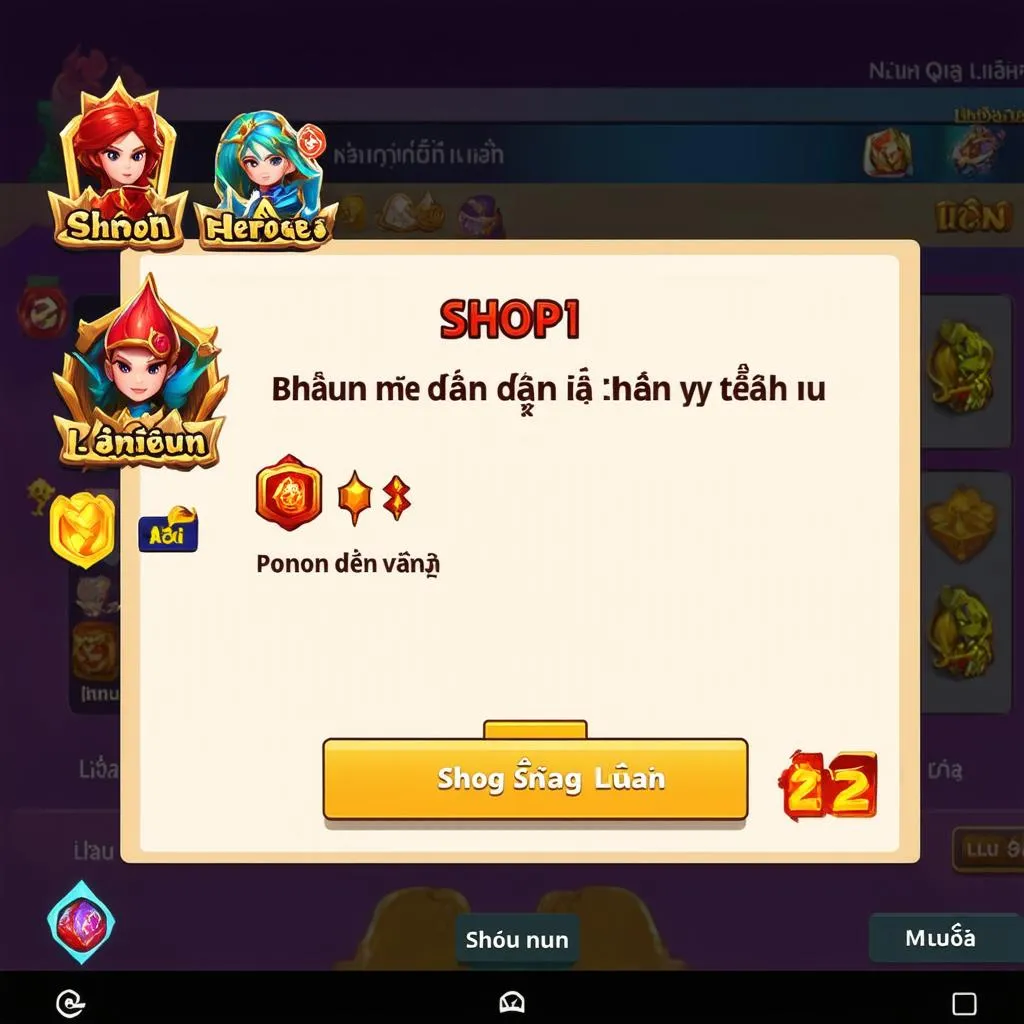 Giao diện mua sắm tướng trong game Liên Quân Mobile