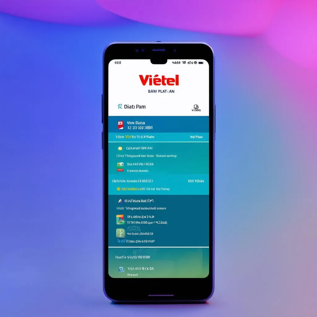 Smartphone showing Viettel data plans