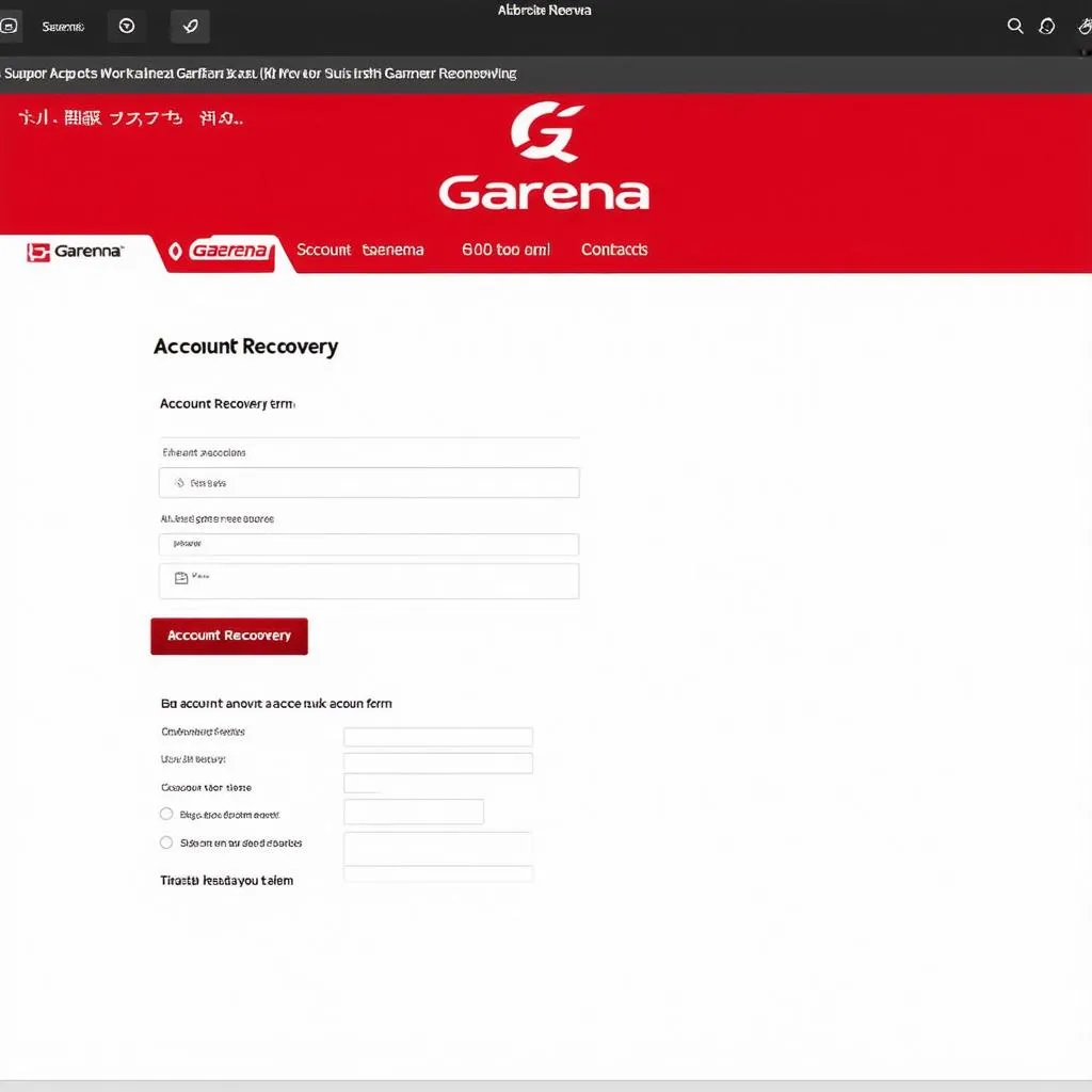 Garena Support Website Screenshot