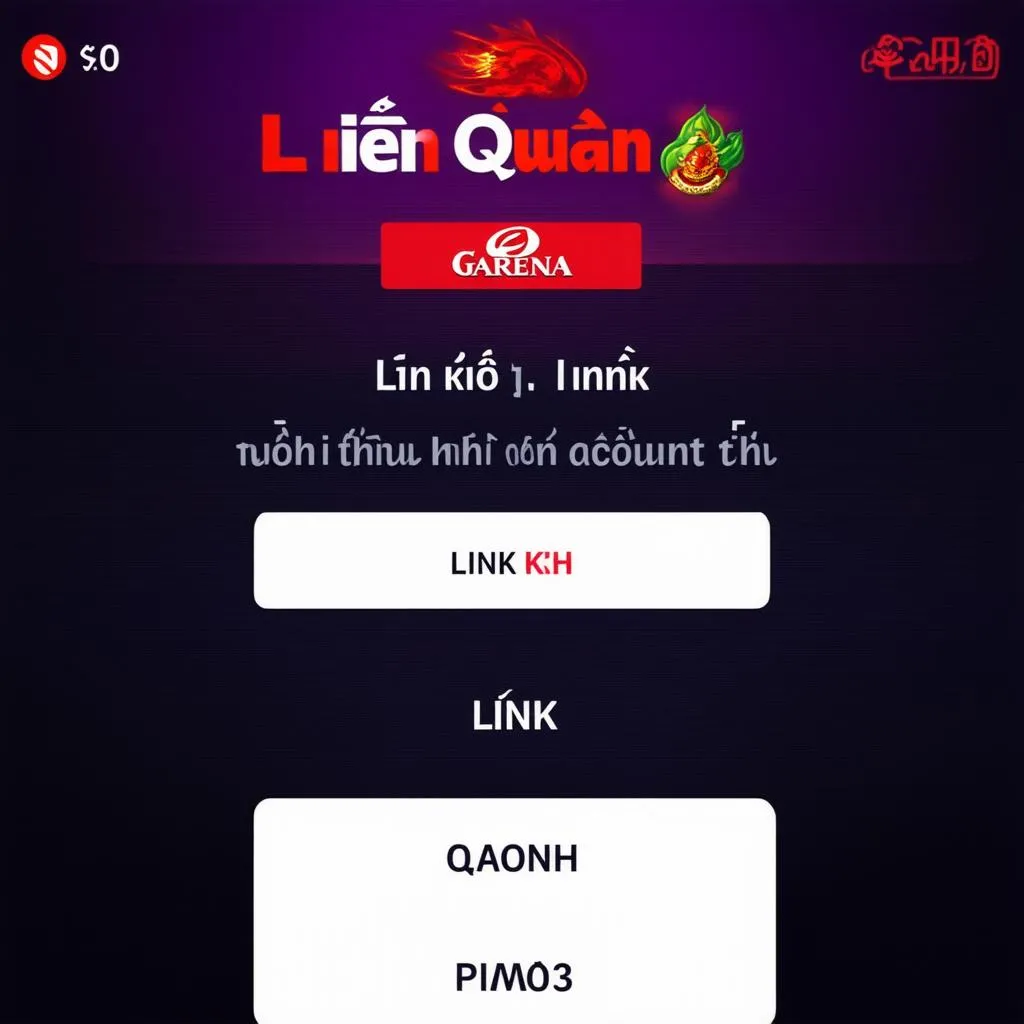 Giao diện liên kết tài khoản Garena trong game Liên Quân Mobile