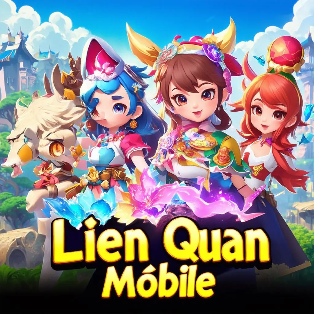 Hình ảnh minh họa về tựa game Liên Quân Mobile với đồ họa tươi sáng, nhân vật dễ thương.