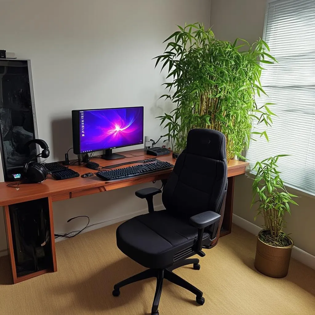 Gaming setup with feng shui elements