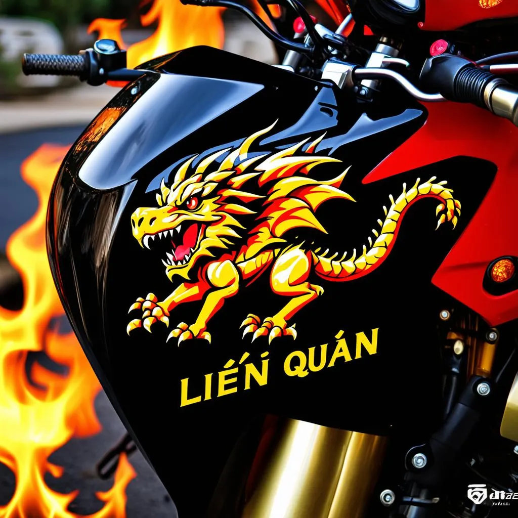 Rồng vàng trên tem xe Liên Quân