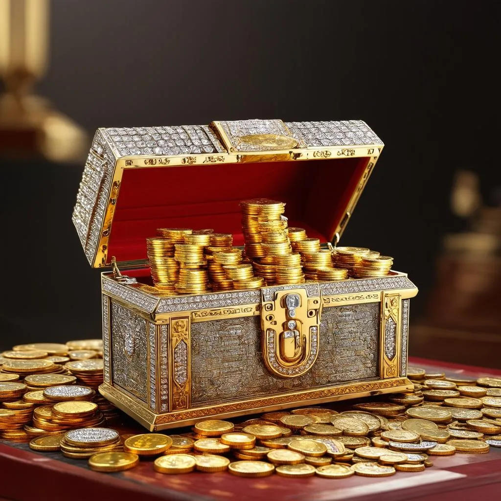 Liên Quân treasure chest full of diamonds and gold coins