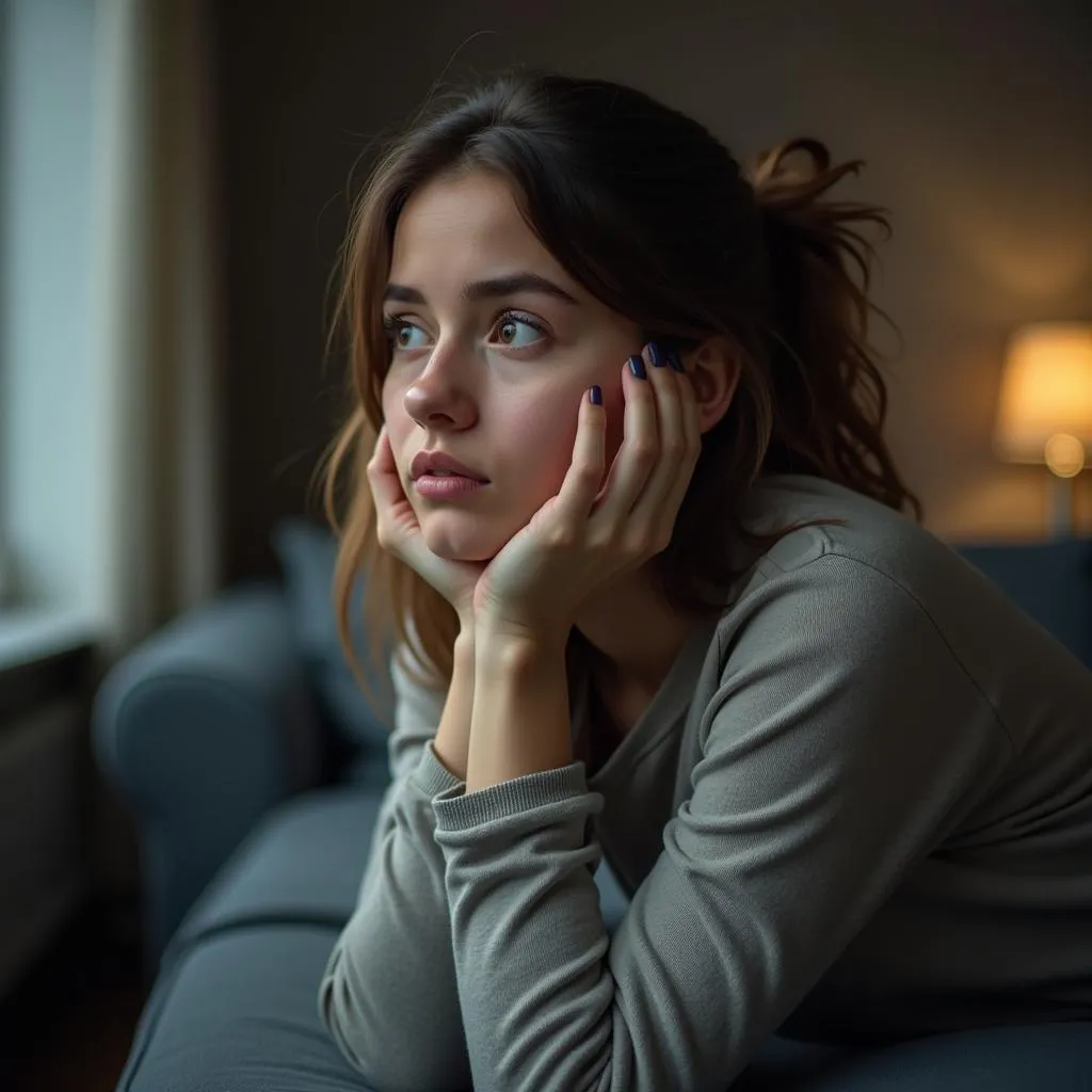 A young woman deep in thought.