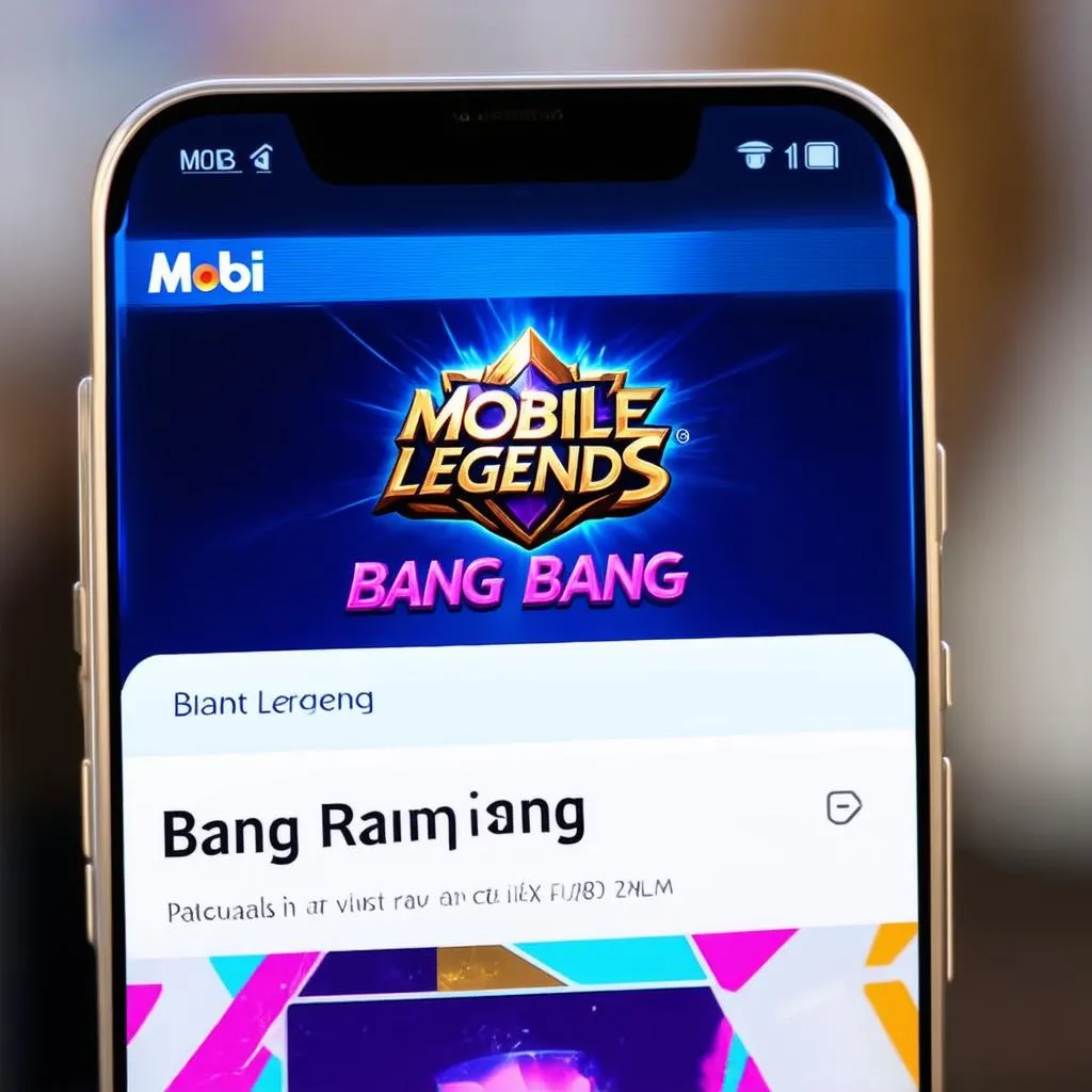 Điện thoại với logo Mobi và game Liên Quân Mobile hiển thị trên màn hình