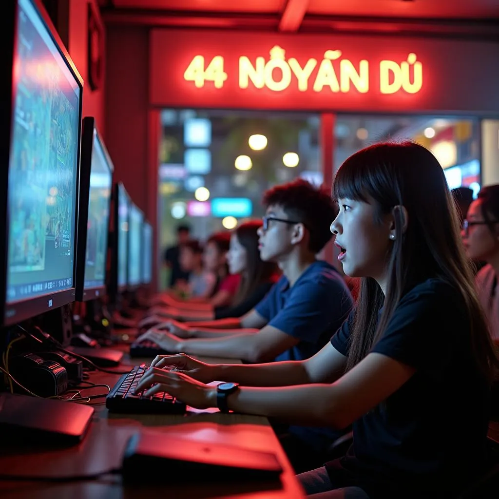 Hình ảnh game thủ chơi Liên Quân tại quán net 44 Nguyễn Du