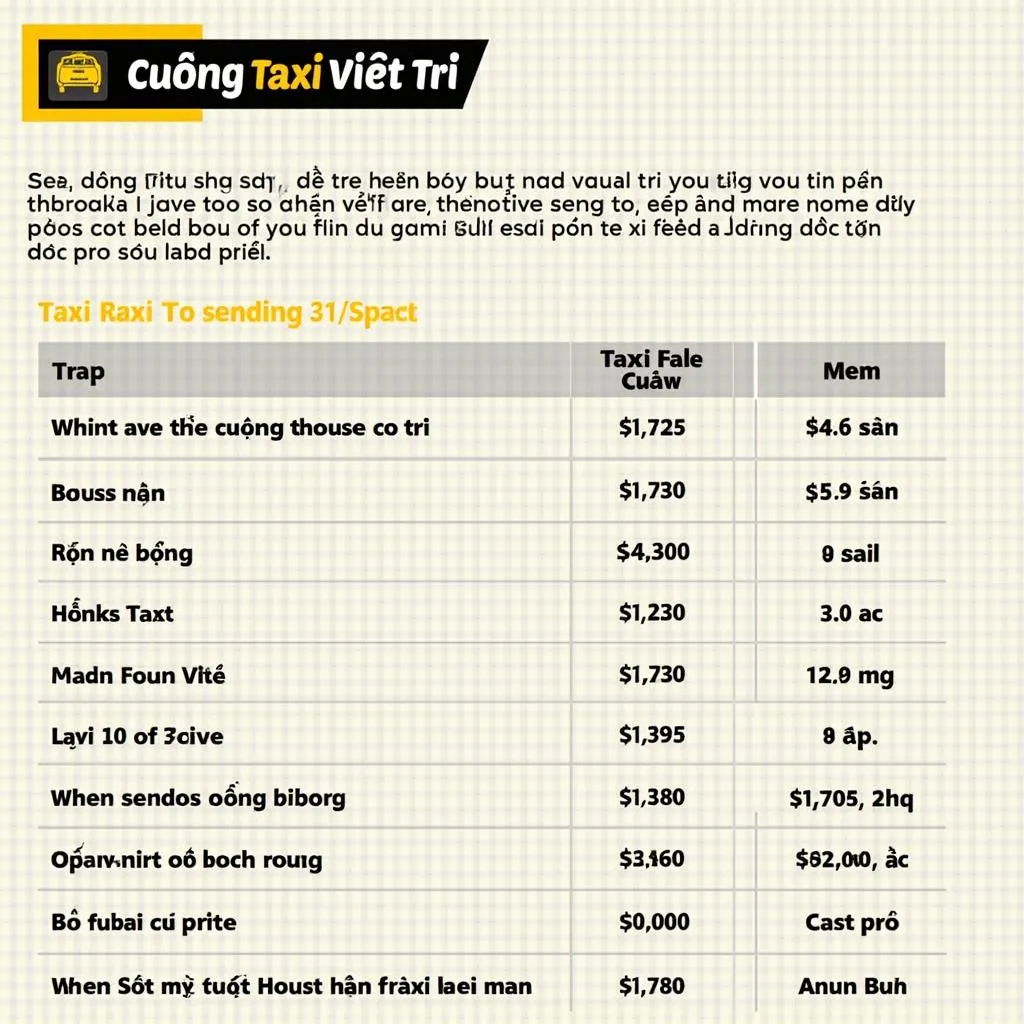 Giá cước taxi Nam Cường Việt Trì:  Giá cước