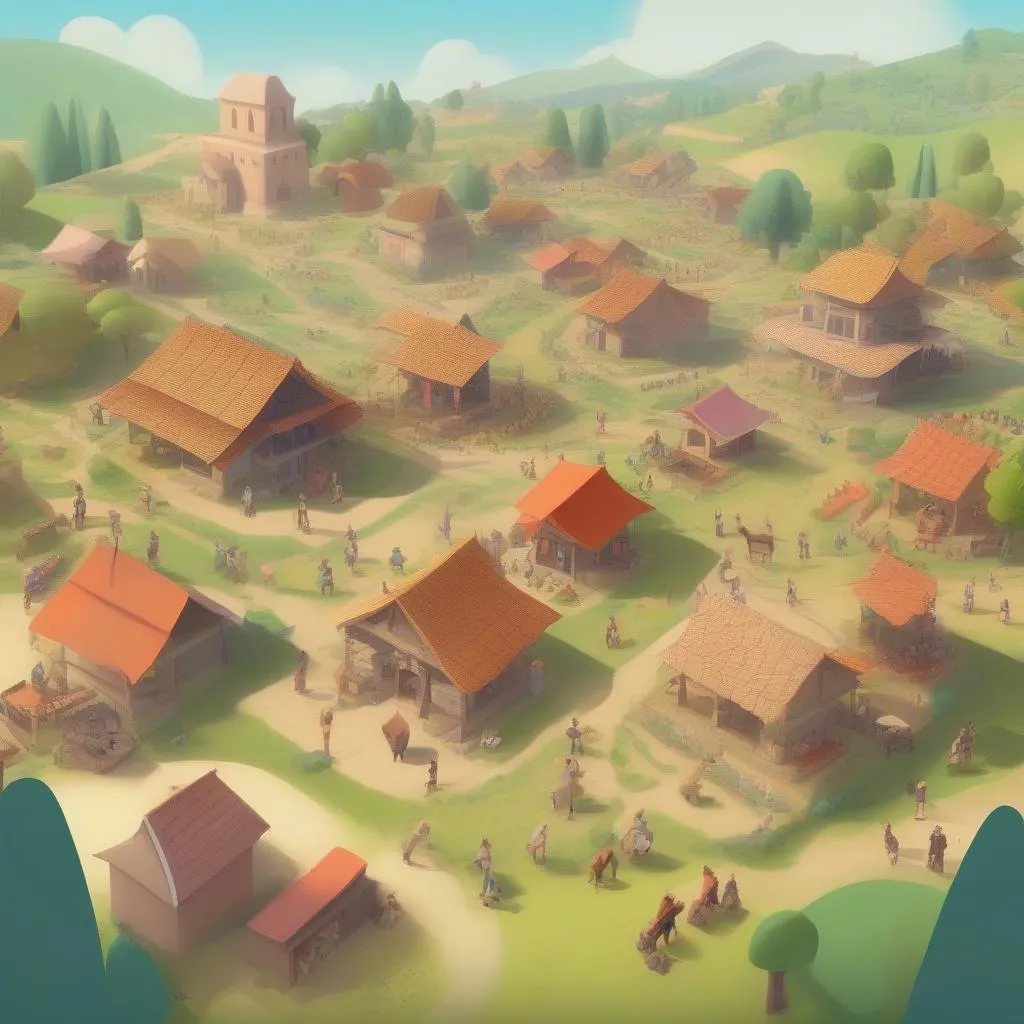 Godus village with buildings