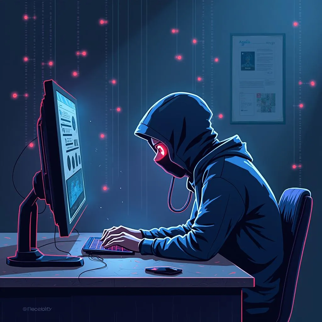 Hình ảnh mô phỏng một hacker đang tấn công vào hệ thống để đánh cắp tài khoản Liên Quân