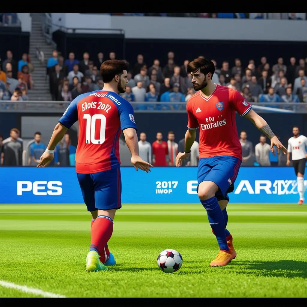 hai người chơi PES 2017