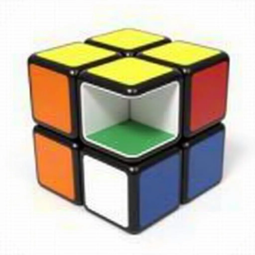 Hình ảnh minh họa khối rubik 3x3x3 với tầng 1 đã được hoàn thành