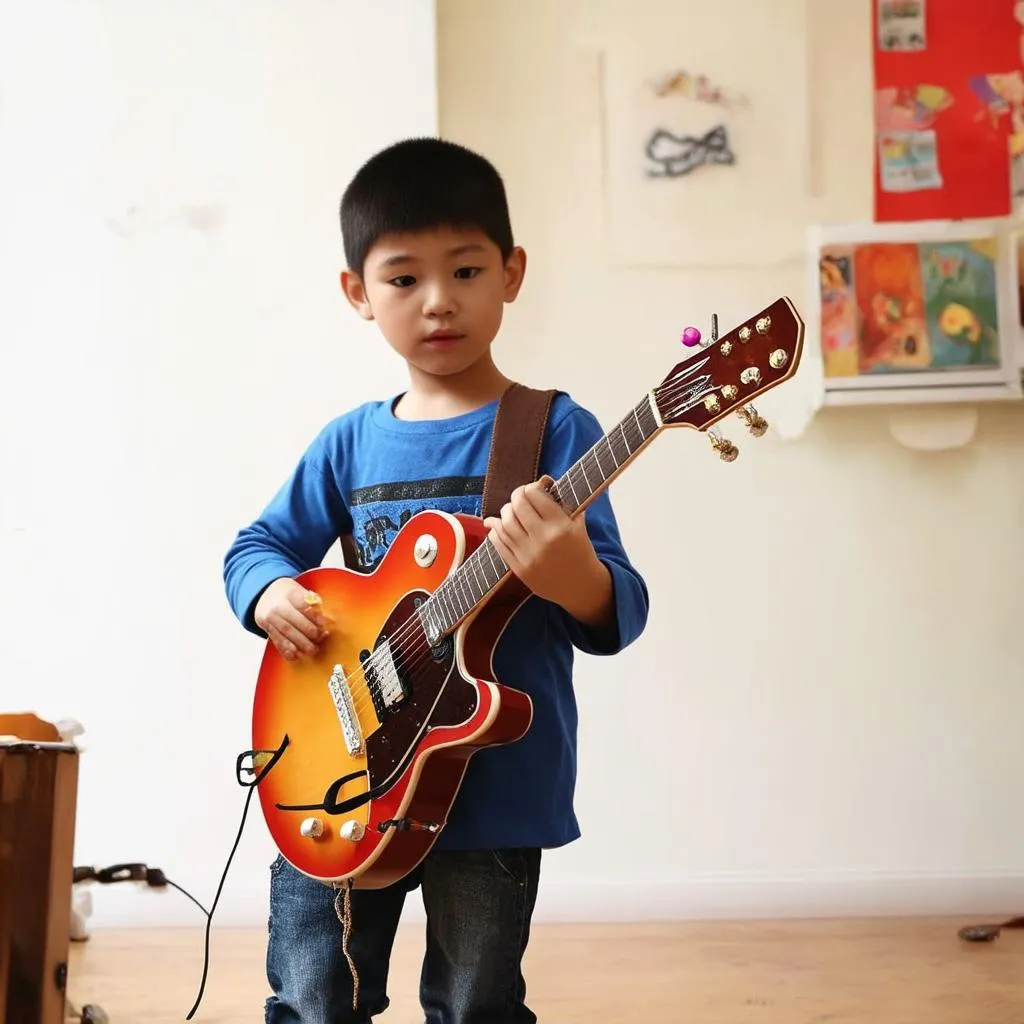 Luyện tập đàn guitar mini