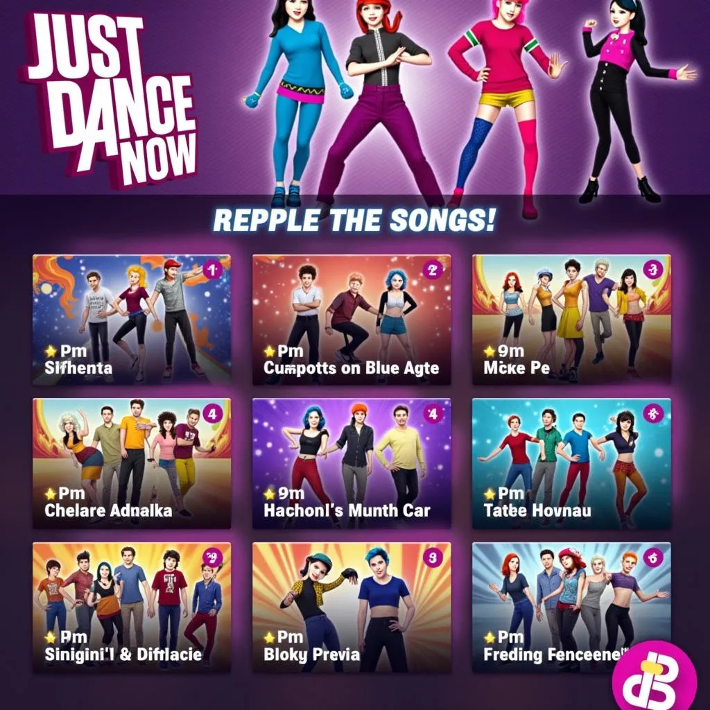 Màn hình lựa chọn bài hát Just Dance Now