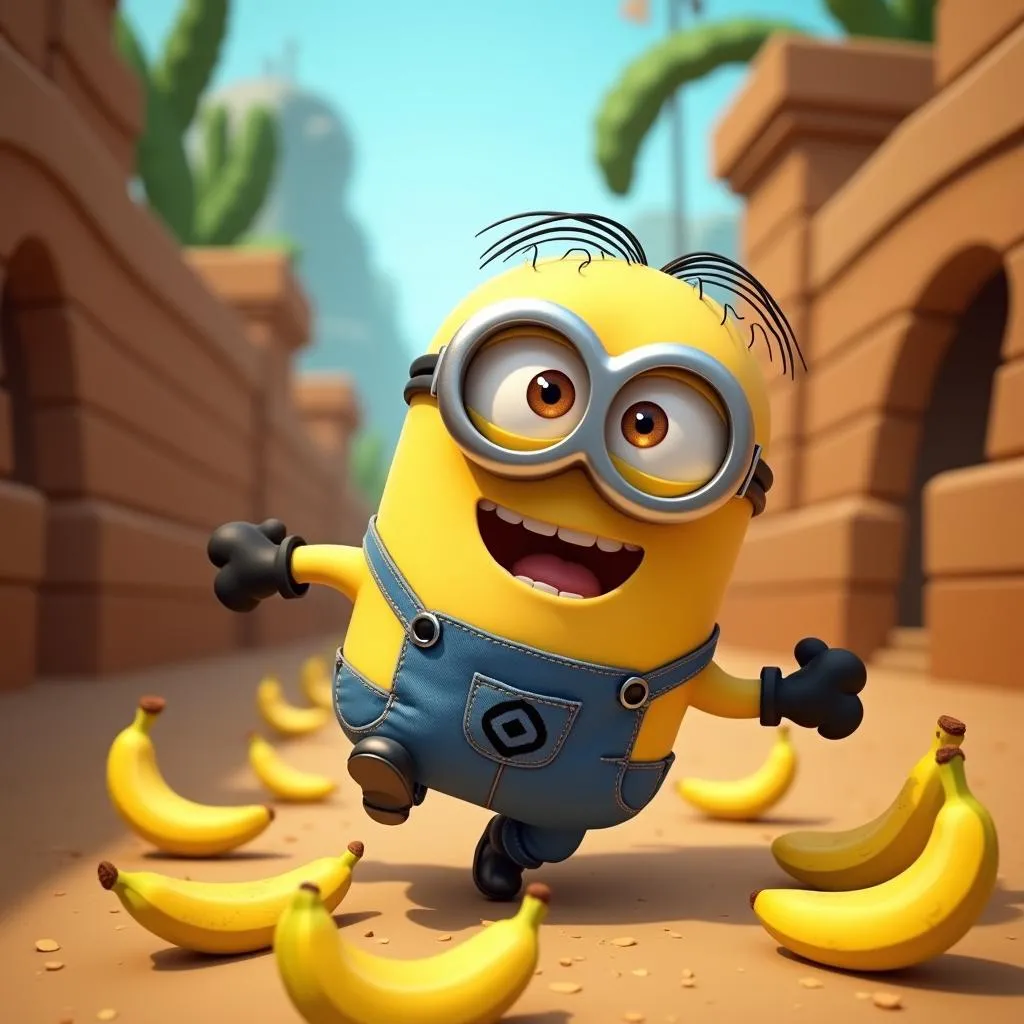 Minion collecting bananas