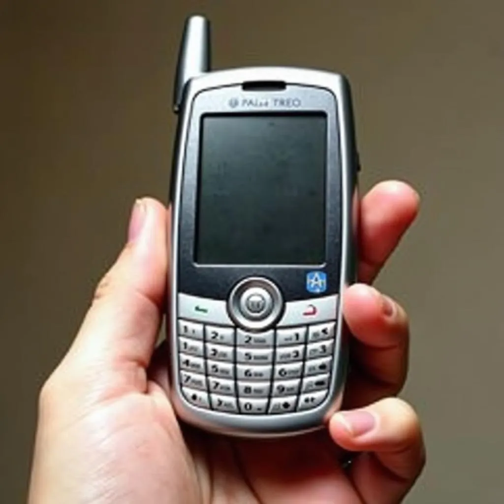 Người dùng cầm điện thoại Palm Treo 650