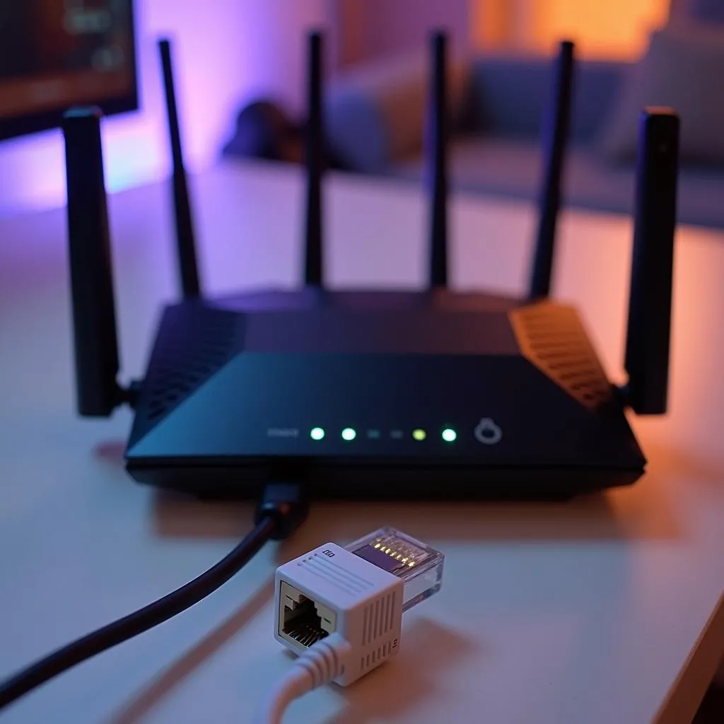 Router wifi và dây mạng