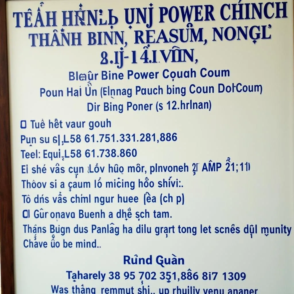 Hình ảnh bảng thông tin liên lạc Điện lực Thanh Bình