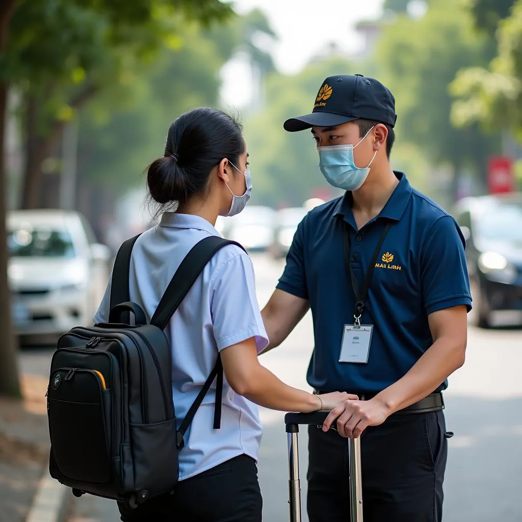 Hình ảnh tài xế taxi Mai Linh Tây Ninh đang hỗ trợ khách hàng