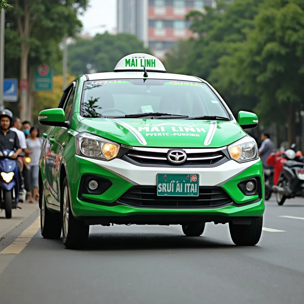 Hình ảnh xe taxi Mai Linh Tây Ninh đang đón khách