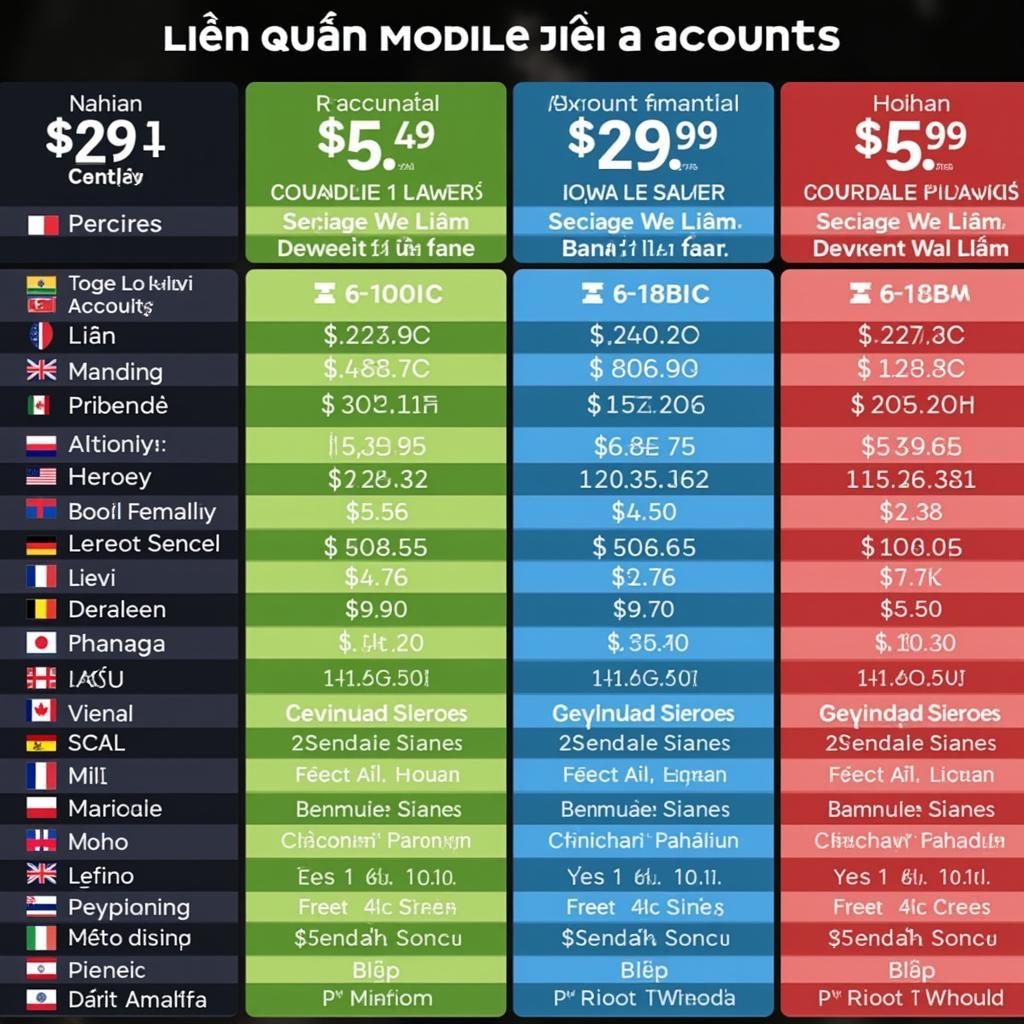 Bảng giá acc Liên Quân giá rẻ