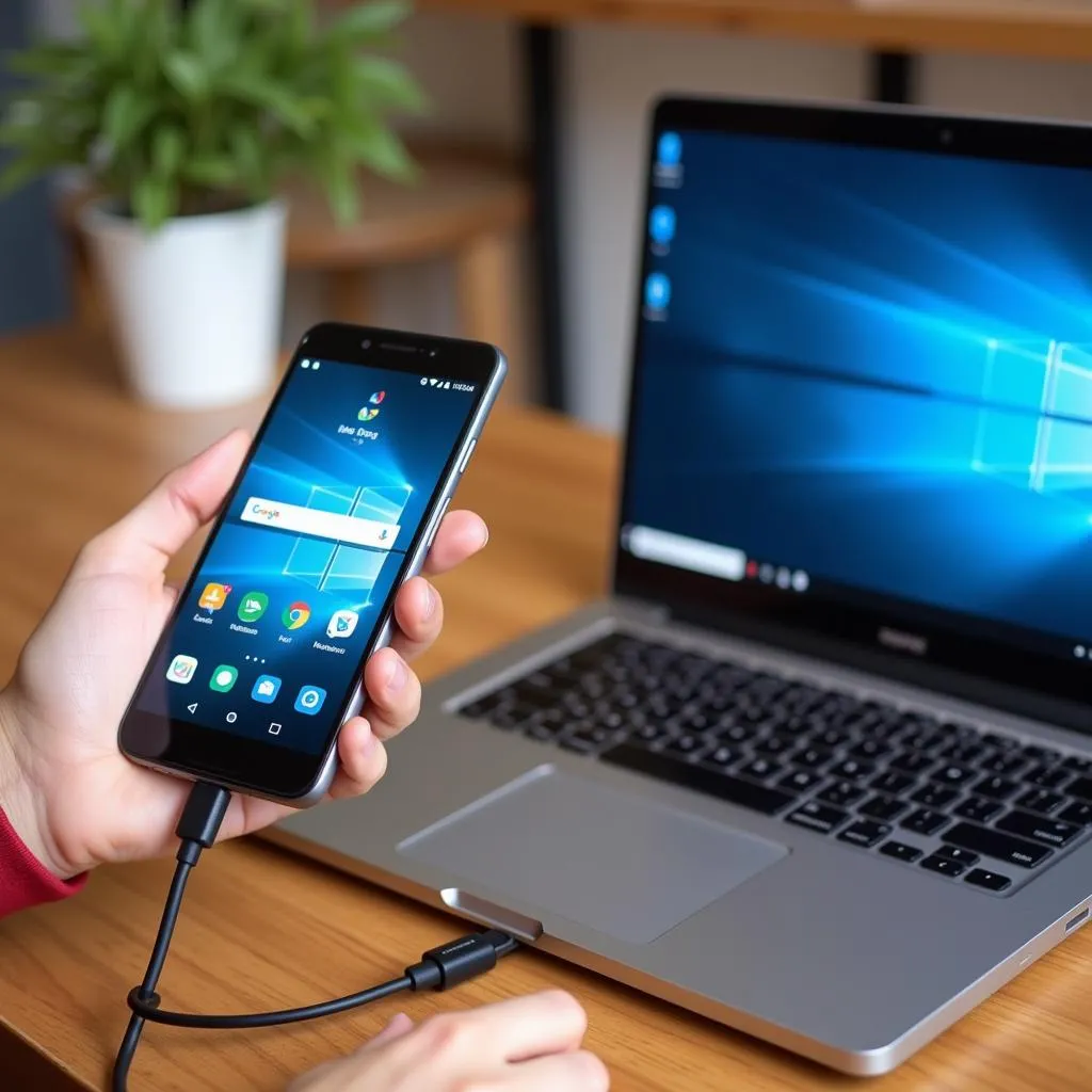 Chiếu màn hình Android lên Win 10 qua cáp USB