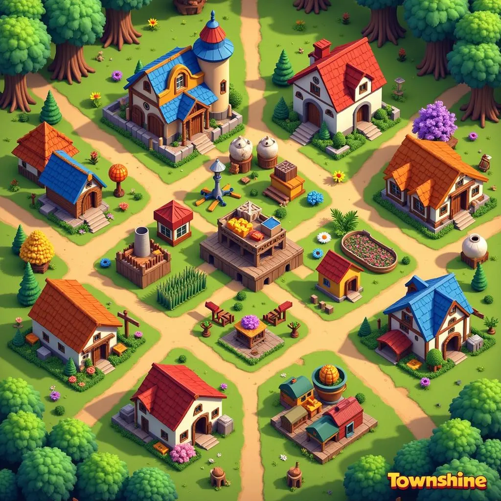 Giao diện game Township đầy màu sắc