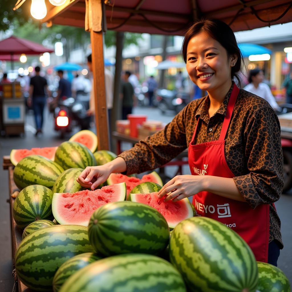 Cửa hàng bán dưa hấu nổi tiếng tại Hà Nội